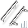 image:imageProbrico 12 Pack Modern Cabinet Hardware Black Bathroom Cupboard Pull Kitchen Cabinet T Bar Handle Dresser Knobs Set  334 inch CenterPolished Chrome