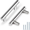 image:imageProbrico 12 Pack Modern Cabinet Hardware Black Bathroom Cupboard Pull Kitchen Cabinet T Bar Handle Dresser Knobs Set  334 inch CenterPolished Chrome