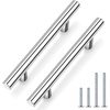 image:imageProbrico 12 Pack Modern Cabinet Hardware Black Bathroom Cupboard Pull Kitchen Cabinet T Bar Handle Dresser Knobs Set  334 inch CenterPolished Chrome