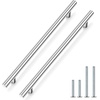 image:imageProbrico 12 Pack Modern Cabinet Hardware Black Bathroom Cupboard Pull Kitchen Cabinet T Bar Handle Dresser Knobs Set  334 inch CenterPolished Chrome