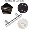 image:imageProbrico 12 Pack Modern Cabinet Hardware Black Bathroom Cupboard Pull Kitchen Cabinet T Bar Handle Dresser Knobs Set  334 inch CenterPolished Chrome