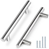 image:imageProbrico 12 Pack Modern Cabinet Hardware Black Bathroom Cupboard Pull Kitchen Cabinet T Bar Handle Dresser Knobs Set  334 inch CenterPolished Chrome