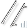 image:imageProbrico 12 Pack Modern Cabinet Hardware Black Bathroom Cupboard Pull Kitchen Cabinet T Bar Handle Dresser Knobs Set  334 inch CenterPolished Chrome