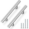 image:imageProbrico 12 Pack Modern Cabinet Hardware Black Bathroom Cupboard Pull Kitchen Cabinet T Bar Handle Dresser Knobs Set  334 inch CenterPolished Chrome