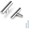 image:imageProbrico 12 Pack Modern Cabinet Hardware Black Bathroom Cupboard Pull Kitchen Cabinet T Bar Handle Dresser Knobs Set  334 inch CenterPolished Chrome