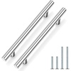 image:imageProbrico 12 Pack Modern Cabinet Hardware Black Bathroom Cupboard Pull Kitchen Cabinet T Bar Handle Dresser Knobs Set  334 inch CenterPolished Chrome