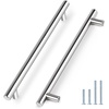 image:imageProbrico 12 Pack Modern Cabinet Hardware Black Bathroom Cupboard Pull Kitchen Cabinet T Bar Handle Dresser Knobs Set  334 inch CenterPolished Chrome