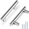 image:imageProbrico 12 Pack Modern Cabinet Hardware Black Bathroom Cupboard Pull Kitchen Cabinet T Bar Handle Dresser Knobs Set  334 inch CenterPolished Chrome