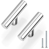 image:imageProbrico 12 Pack Modern Cabinet Hardware Black Bathroom Cupboard Pull Kitchen Cabinet T Bar Handle Dresser Knobs Set  334 inch CenterPolished Chrome