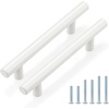 image:imageProbrico 12 Pack Modern Cabinet Hardware Black Bathroom Cupboard Pull Kitchen Cabinet T Bar Handle Dresser Knobs Set  334 inch CenterWhite