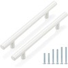 image:imageProbrico 12 Pack Modern Cabinet Hardware Black Bathroom Cupboard Pull Kitchen Cabinet T Bar Handle Dresser Knobs Set  334 inch CenterWhite