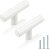 image:imageProbrico 12 Pack Modern Cabinet Hardware Black Bathroom Cupboard Pull Kitchen Cabinet T Bar Handle Dresser Knobs Set  334 inch CenterWhite
