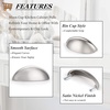 image:imageProbrico 15 Satin Nickel Kitchen Cabinet Pulls  3 Inch Hole Center Bin Cup Drawer Handles Half Moon Cup Kitchen Cabinet Hardware for Bathroom Dresser Closet Furniture Door