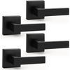image:imageProbrico 2 Pack Different Keys Door Levers Gold Keyed Differently Square Handles with Lock for Interior Exterior DoorsBlack