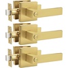 image:imageProbrico 2 Pack Different Keys Door Levers Gold Keyed Differently Square Handles with Lock for Interior Exterior DoorsBrushed Gold