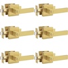 image:imageProbrico 2 Pack Different Keys Door Levers Gold Keyed Differently Square Handles with Lock for Interior Exterior DoorsBrushed Gold