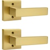 image:imageProbrico 2 Pack Different Keys Door Levers Gold Keyed Differently Square Handles with Lock for Interior Exterior DoorsBrushed Gold