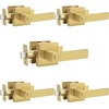 image:imageProbrico 2 Pack Different Keys Door Levers Gold Keyed Differently Square Handles with Lock for Interior Exterior DoorsBrushed Gold