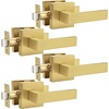 image:imageProbrico 2 Pack Different Keys Door Levers Gold Keyed Differently Square Handles with Lock for Interior Exterior DoorsBrushed Gold