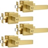 image:imageProbrico 2 Pack Different Keys Door Levers Gold Keyed Differently Square Handles with Lock for Interior Exterior DoorsBrushed Gold