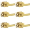 image:imageProbrico 2 Pack Different Keys Door Levers Gold Keyed Differently Square Handles with Lock for Interior Exterior DoorsBrushed Gold