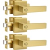 image:imageProbrico 2 Pack Different Keys Door Levers Gold Keyed Differently Square Handles with Lock for Interior Exterior DoorsBrushed Gold