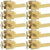 image:imageProbrico 2 Pack Different Keys Door Levers Gold Keyed Differently Square Handles with Lock for Interior Exterior DoorsBrushed Gold