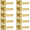 image:imageProbrico 2 Pack Different Keys Door Levers Gold Keyed Differently Square Handles with Lock for Interior Exterior DoorsBrushed Gold