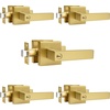 image:imageProbrico 2 Pack Different Keys Door Levers Gold Keyed Differently Square Handles with Lock for Interior Exterior DoorsBrushed Gold