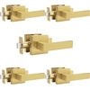 image:imageProbrico 2 Pack Different Keys Door Levers Gold Keyed Differently Square Handles with Lock for Interior Exterior DoorsBrushed Gold