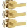 image:imageProbrico 2 Pack Different Keys Door Levers Gold Keyed Differently Square Handles with Lock for Interior Exterior DoorsBrushed Gold