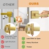 image:imageProbrico 2 Pack Different Keys Door Levers Gold Keyed Differently Square Handles with Lock for Interior Exterior DoorsBrushed Gold