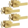 image:imageProbrico 2 Pack Different Keys Door Levers Gold Keyed Differently Square Handles with Lock for Interior Exterior DoorsBrushed Gold