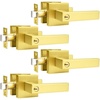 image:imageProbrico 2 Pack Different Keys Door Levers Gold Keyed Differently Square Handles with Lock for Interior Exterior DoorsBrushed Gold