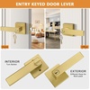 image:imageProbrico 2 Pack Different Keys Door Levers Gold Keyed Differently Square Handles with Lock for Interior Exterior DoorsBrushed Gold