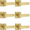 image:imageProbrico 2 Pack Different Keys Door Levers Gold Keyed Differently Square Handles with Lock for Interior Exterior DoorsBrushed Gold
