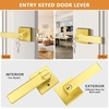 image:imageProbrico 2 Pack Different Keys Door Levers Gold Keyed Differently Square Handles with Lock for Interior Exterior DoorsBrushed Gold