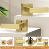 image:imageProbrico 2 Pack Different Keys Door Levers Gold Keyed Differently Square Handles with Lock for Interior Exterior DoorsBrushed Gold