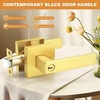 image:imageProbrico 2 Pack Different Keys Door Levers Gold Keyed Differently Square Handles with Lock for Interior Exterior DoorsBrushed Gold