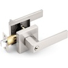 image:imageProbrico 2 Pack Different Keys Door Levers Gold Keyed Differently Square Handles with Lock for Interior Exterior DoorsBrushed Nickel
