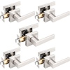 image:imageProbrico 2 Pack Different Keys Door Levers Gold Keyed Differently Square Handles with Lock for Interior Exterior DoorsBrushed Nickel