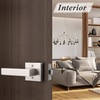 image:imageProbrico 2 Pack Different Keys Door Levers Gold Keyed Differently Square Handles with Lock for Interior Exterior DoorsBrushed Nickel