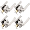 image:imageProbrico 2 Pack Different Keys Door Levers Gold Keyed Differently Square Handles with Lock for Interior Exterior DoorsBrushed Nickel