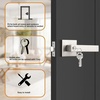 image:imageProbrico 2 Pack Different Keys Door Levers Gold Keyed Differently Square Handles with Lock for Interior Exterior DoorsBrushed Nickel