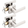 image:imageProbrico 2 Pack Different Keys Door Levers Gold Keyed Differently Square Handles with Lock for Interior Exterior DoorsBrushed Nickel