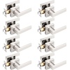 image:imageProbrico 2 Pack Different Keys Door Levers Gold Keyed Differently Square Handles with Lock for Interior Exterior DoorsBrushed Nickel
