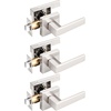 image:imageProbrico 2 Pack Different Keys Door Levers Gold Keyed Differently Square Handles with Lock for Interior Exterior DoorsBrushed Nickel