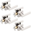 image:imageProbrico 2 Pack Different Keys Door Levers Gold Keyed Differently Square Handles with Lock for Interior Exterior DoorsBrushed Nickel