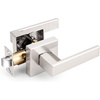 image:imageProbrico 2 Pack Different Keys Door Levers Gold Keyed Differently Square Handles with Lock for Interior Exterior DoorsBrushed Nickel