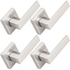 image:imageProbrico 2 Pack Different Keys Door Levers Gold Keyed Differently Square Handles with Lock for Interior Exterior DoorsBrushed Nickel